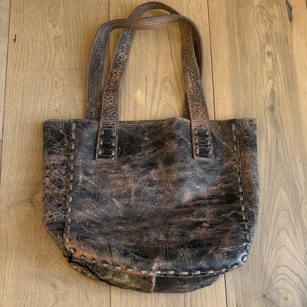 Vintage Brown Leather Tote Bag